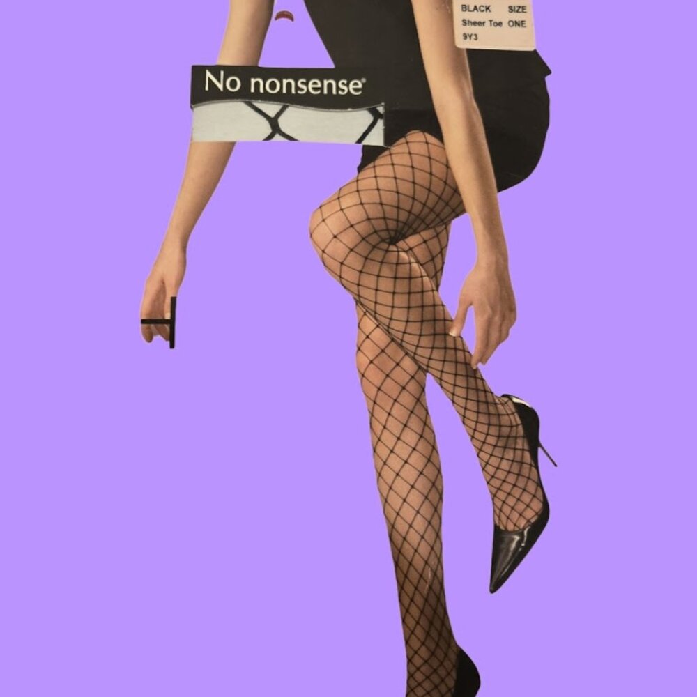 No-Nonsense one size Black Fishnet stockings~ Vintage 2 PAIRS
